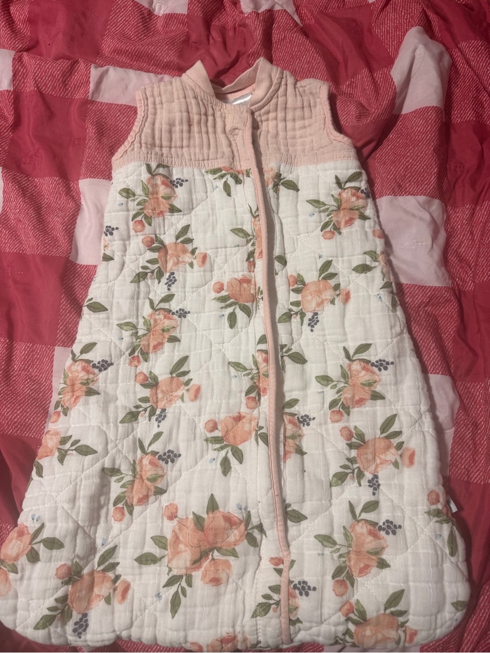 Sleeveless Floral Pink Quilted Baby Sleep Sack